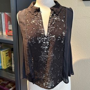 Free People Lace Front Button Back Tank Size M